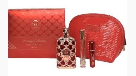 Estuche Orientica Amber Rouge Unisex 4PZS 80ml EDP + 10ml EDP + Atomizador + Cosmetiquera